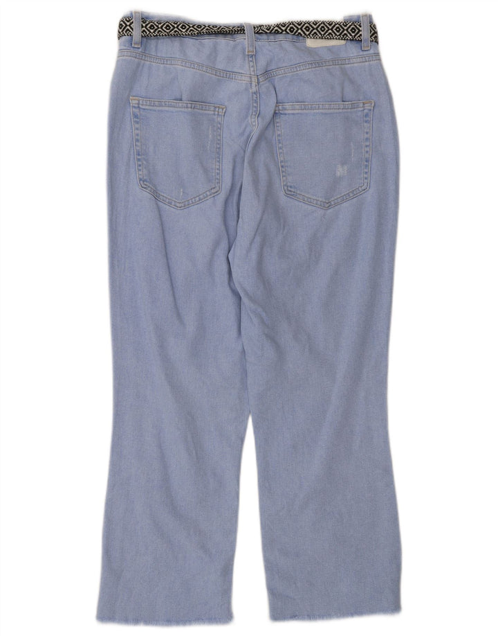 Zara Jeans court en détresse pour femme EU 38 Small W28 L24 Bleu Coton