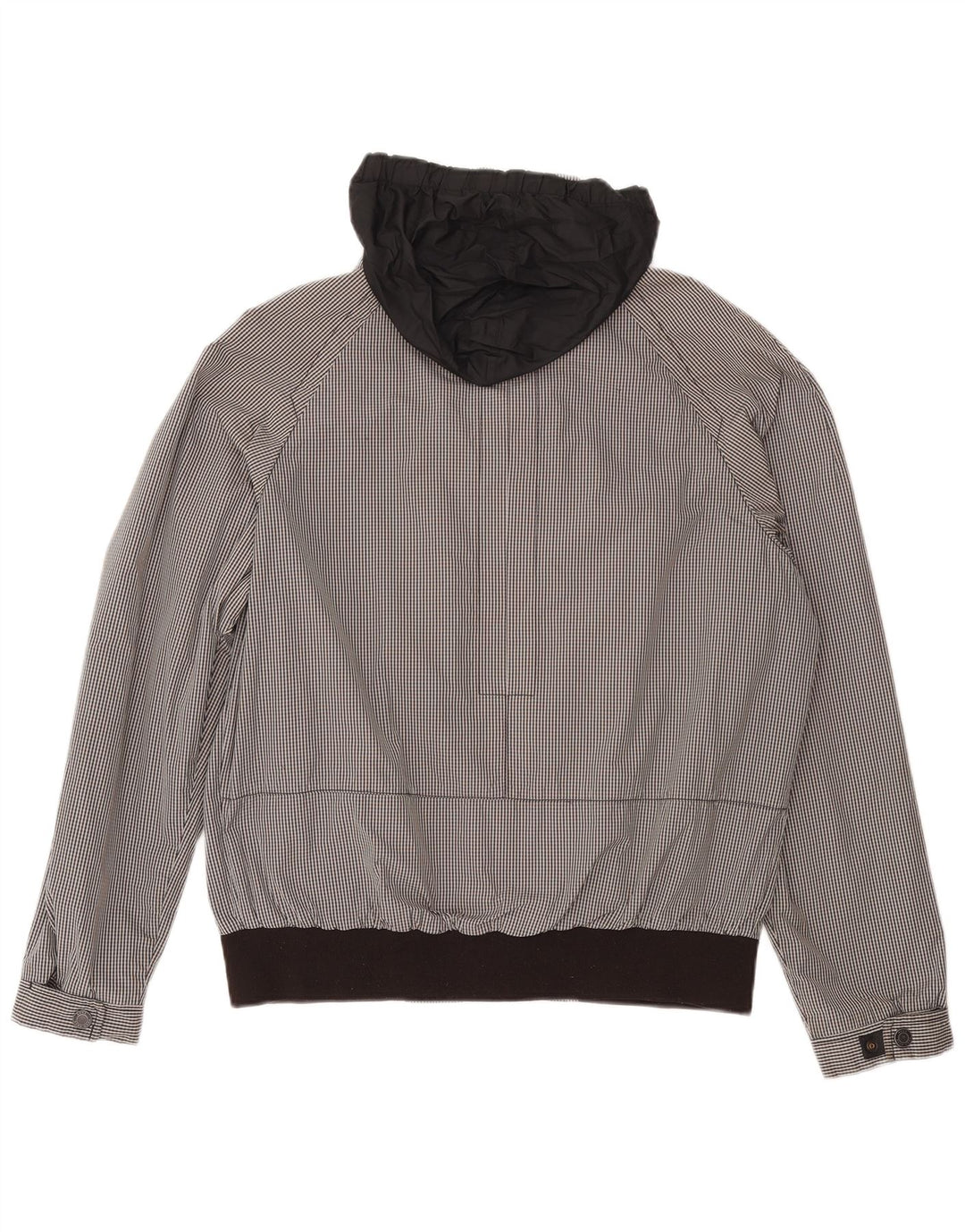 Hugo Boss Veste bomber à capuche pour homme EU 50 Large Noir Vichy Polyester