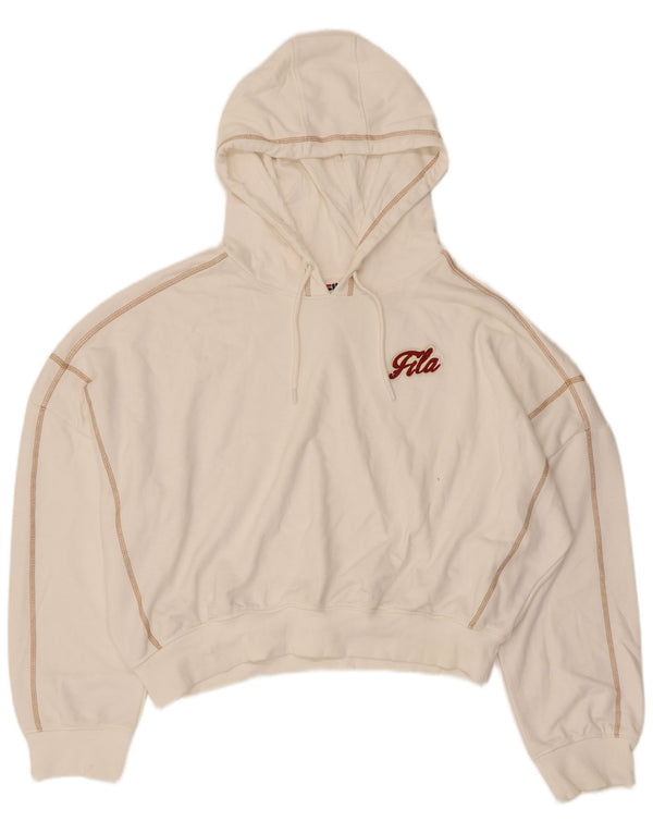 Fila Femme Crop Oversize Sweat à capuche UK 16 Large Blanc Coton