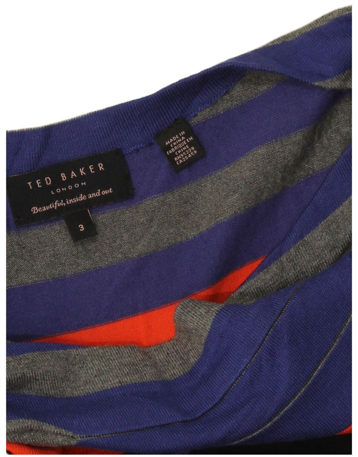 Ted Baker Robe moulante pour femme Taille 3 Viscose rayée bleu moyen