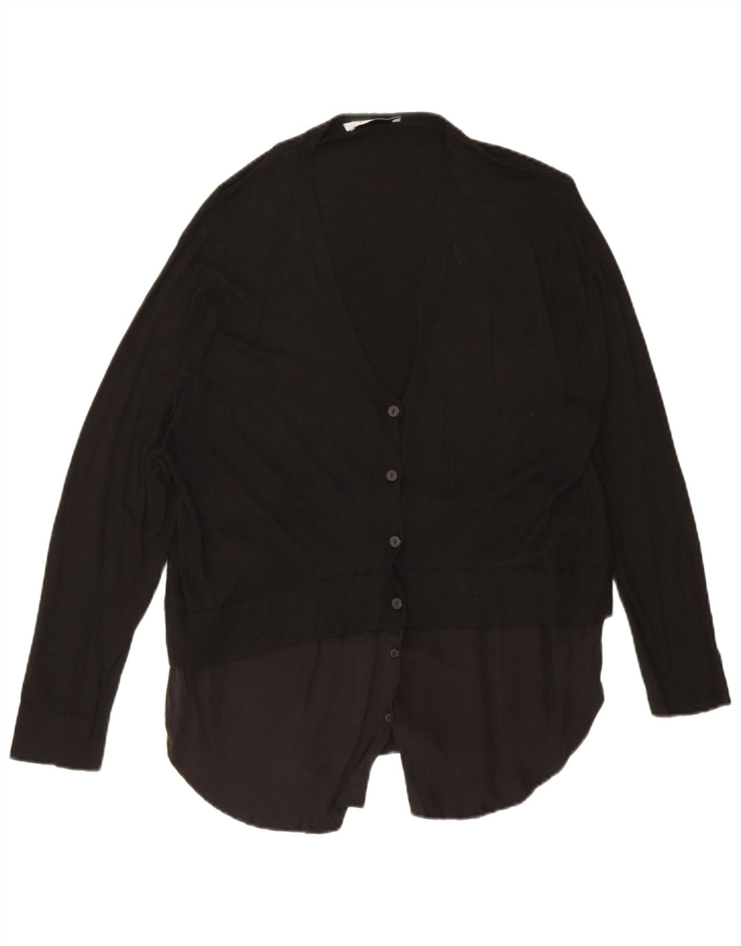 Zara Cardigan Femme Pull UK 14 Medium Noir Cupro