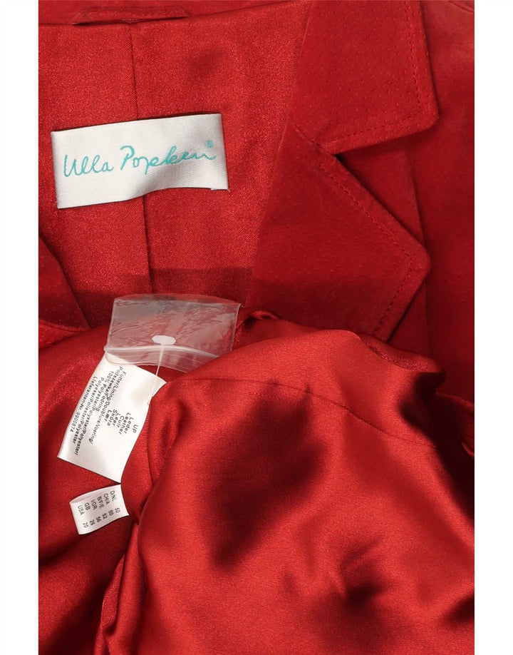 vintage Femmes 3 Boutons Blazer En Daim Veste UK 26 5XL Cuir Rouge