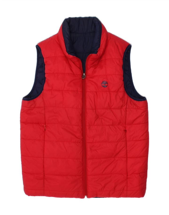 TIMBERLAND Boys Reversible Padded Gilet 13-14 Years Small Red Polyester Vintage Timberland and Second-Hand Timberland from Messina Hembry 