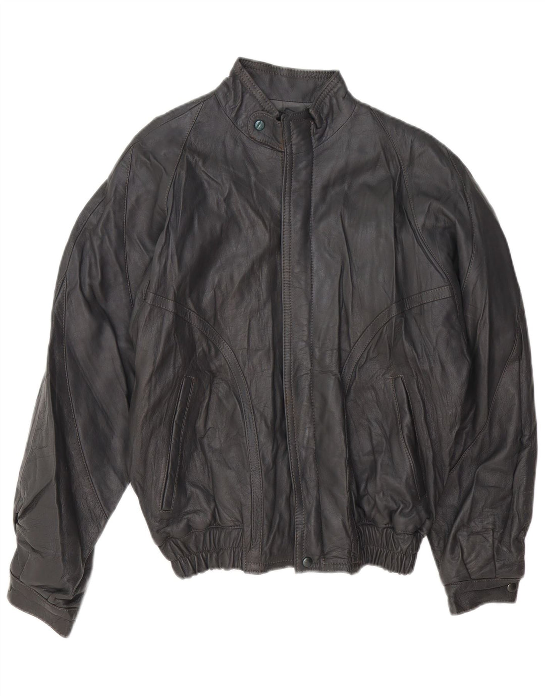 VINTAGE Veste en cuir homme UK 40 Grand cuir gris