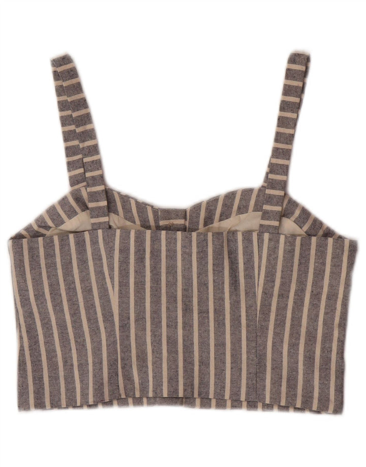 Topshop Femme Crop Top UK 10 Petit Bleu Rayé Polyester
