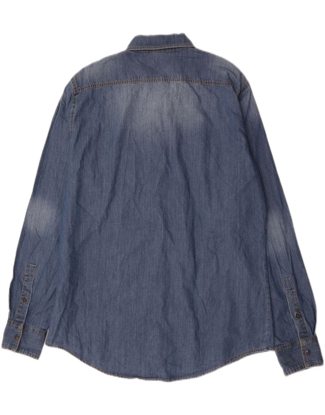 BENETTON Chemise en Jean XL Bleu Coton Homme