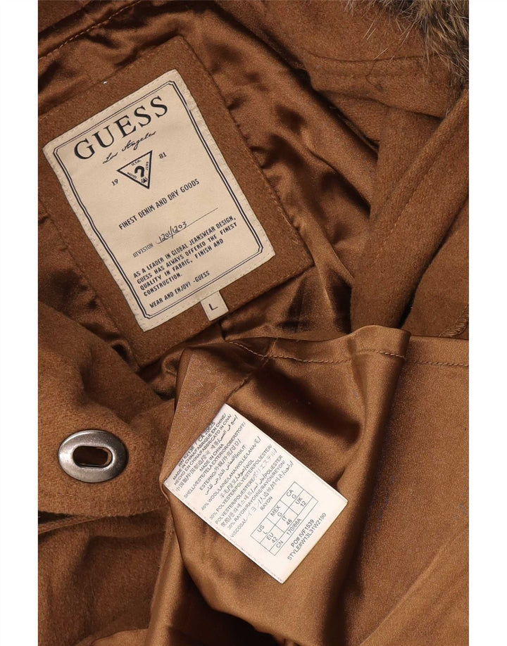 Guess Manteau court à capuche pour femme UK 12 en laine beige moyen