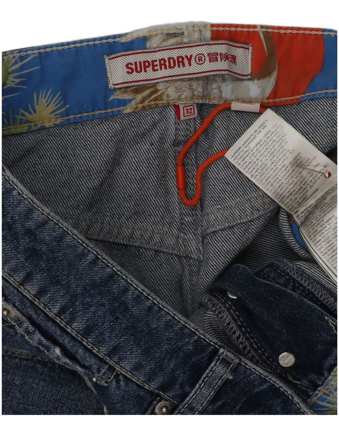 SUPERDRY Short en jean vieilli W32 pour femme en coton bleu moyen