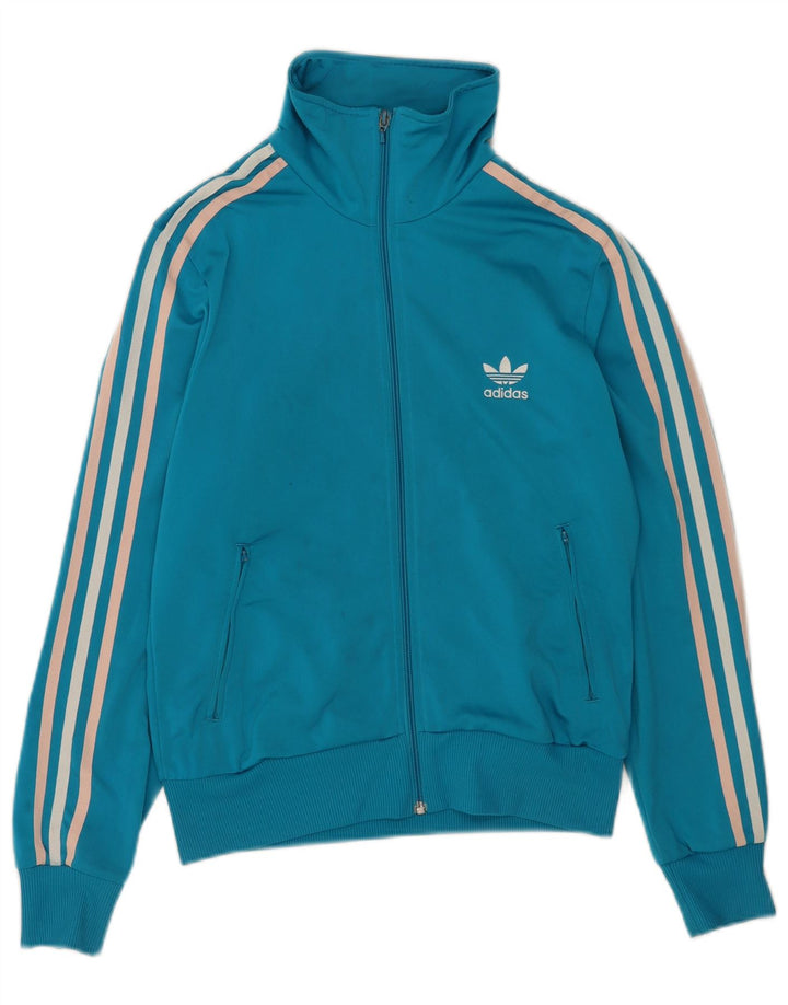 Adidas Veste de survêtement graphique pour femme UK 16 Large Bleu Polyester