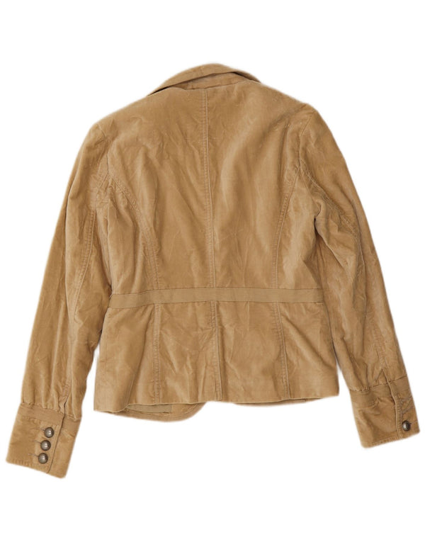 Massimo Dutti Veste blazer en velours 1 bouton pour femme EU 38 Petit coton beige