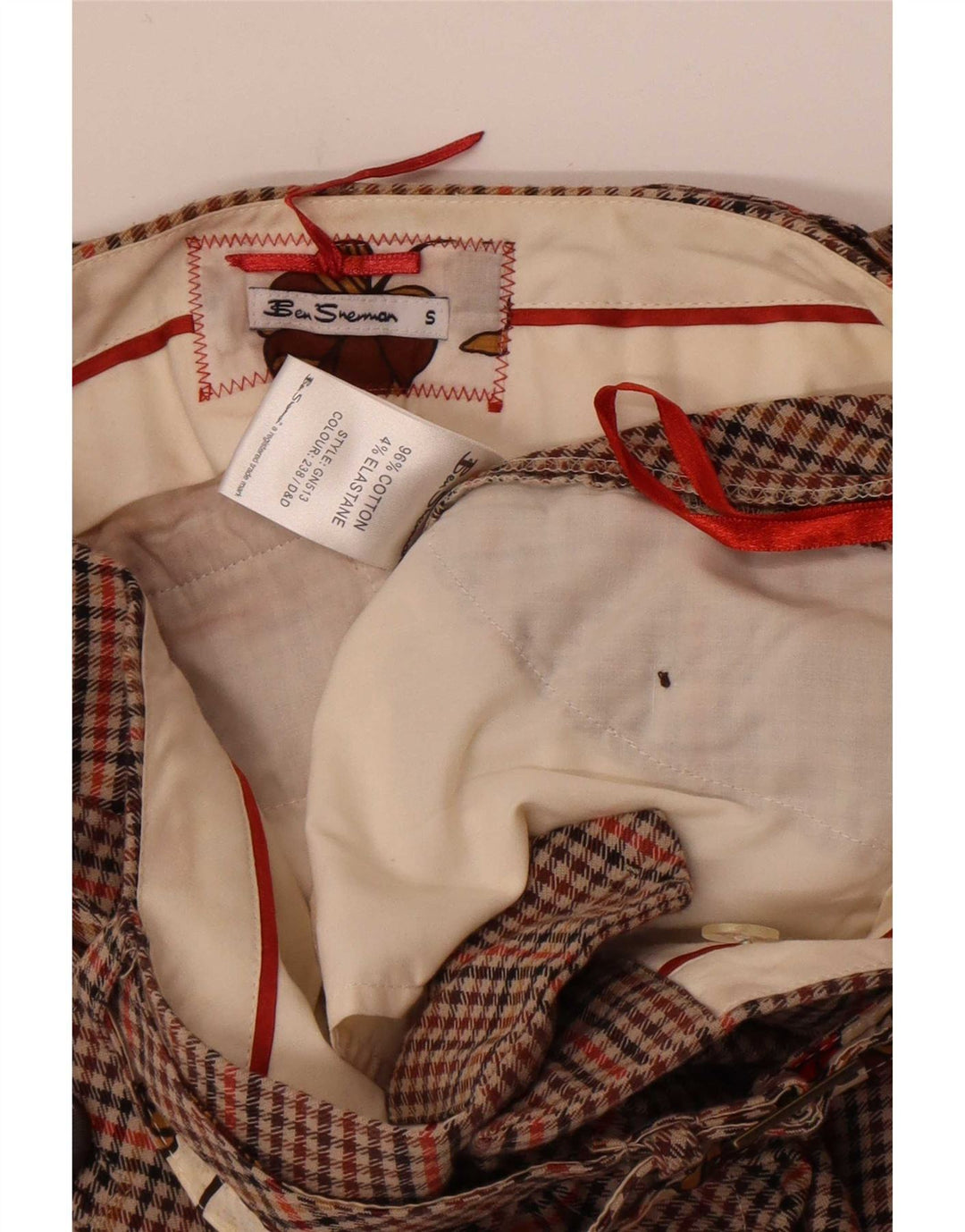 Ben Sherman Mini jupe femme petit W27 coton à carreaux marron