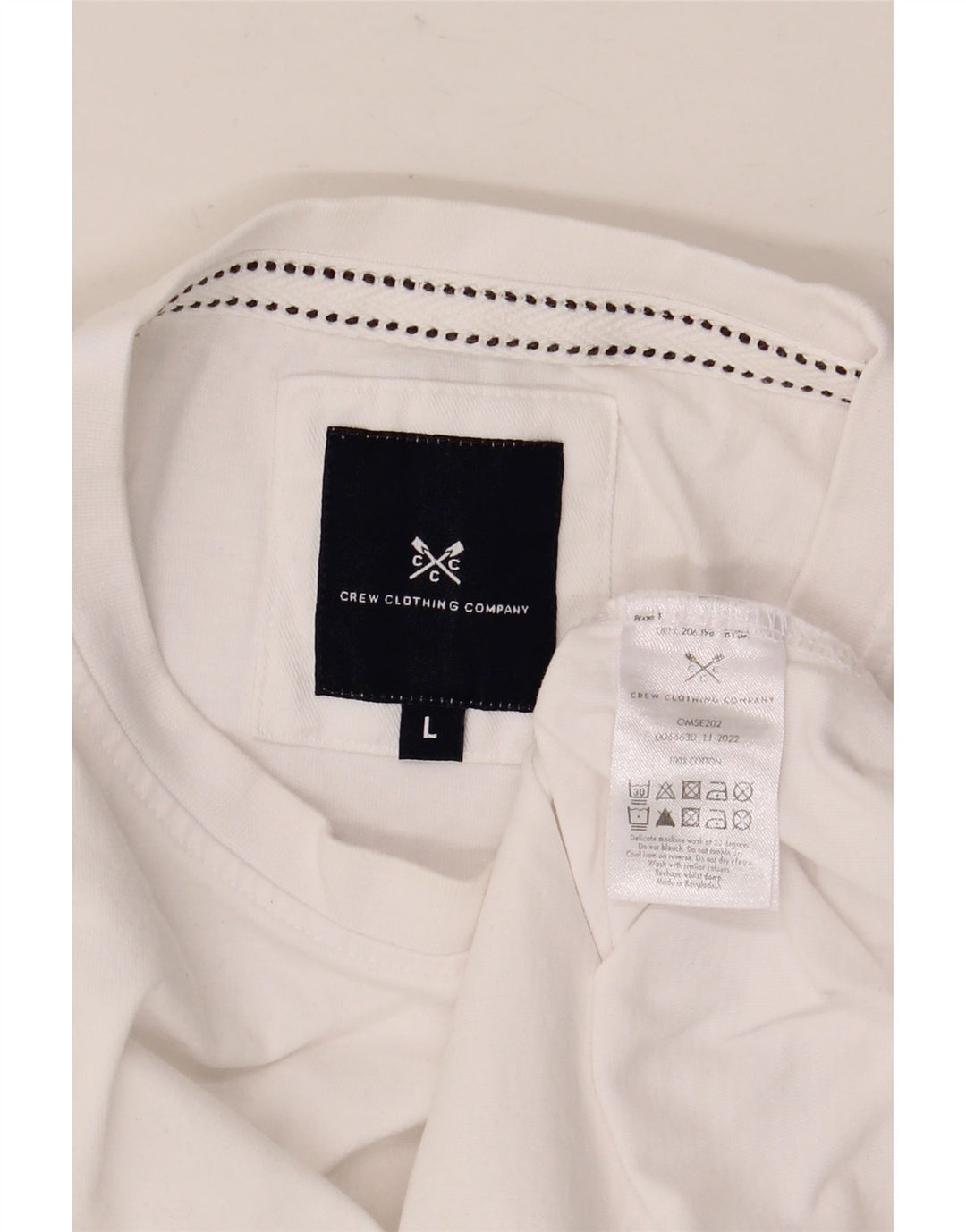 CREW CLOTHING T-Shirt Homme Haut Large Blanc Coton