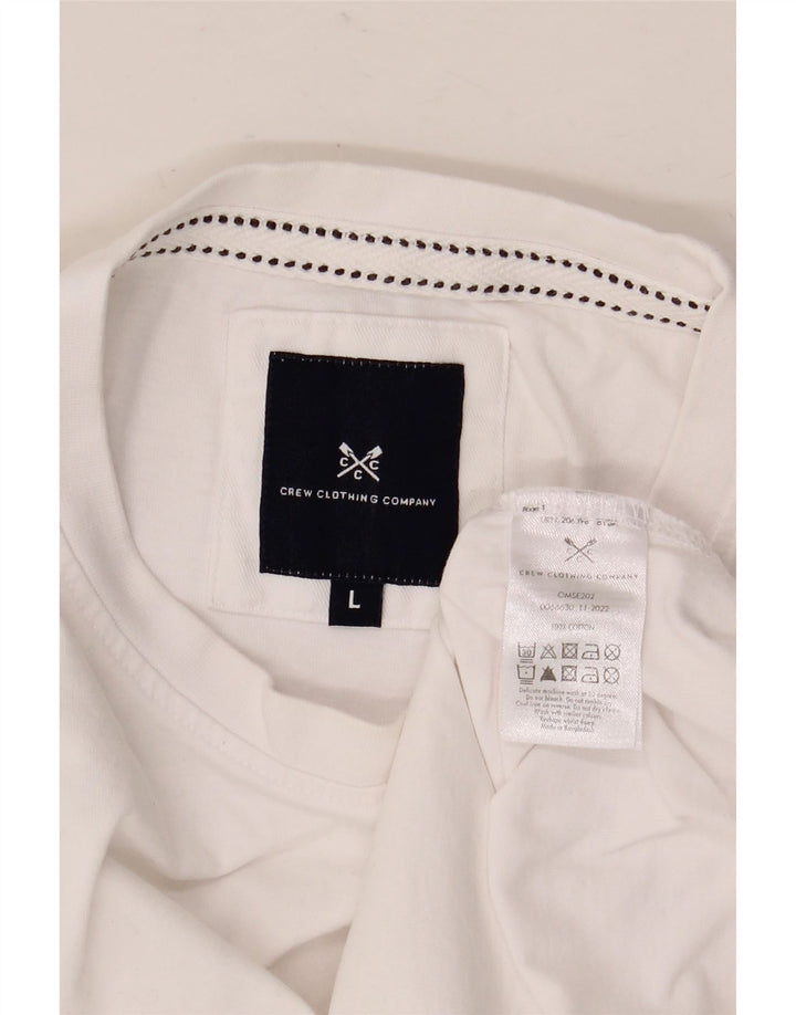 CREW CLOTHING T-Shirt Homme Haut Large Blanc Coton