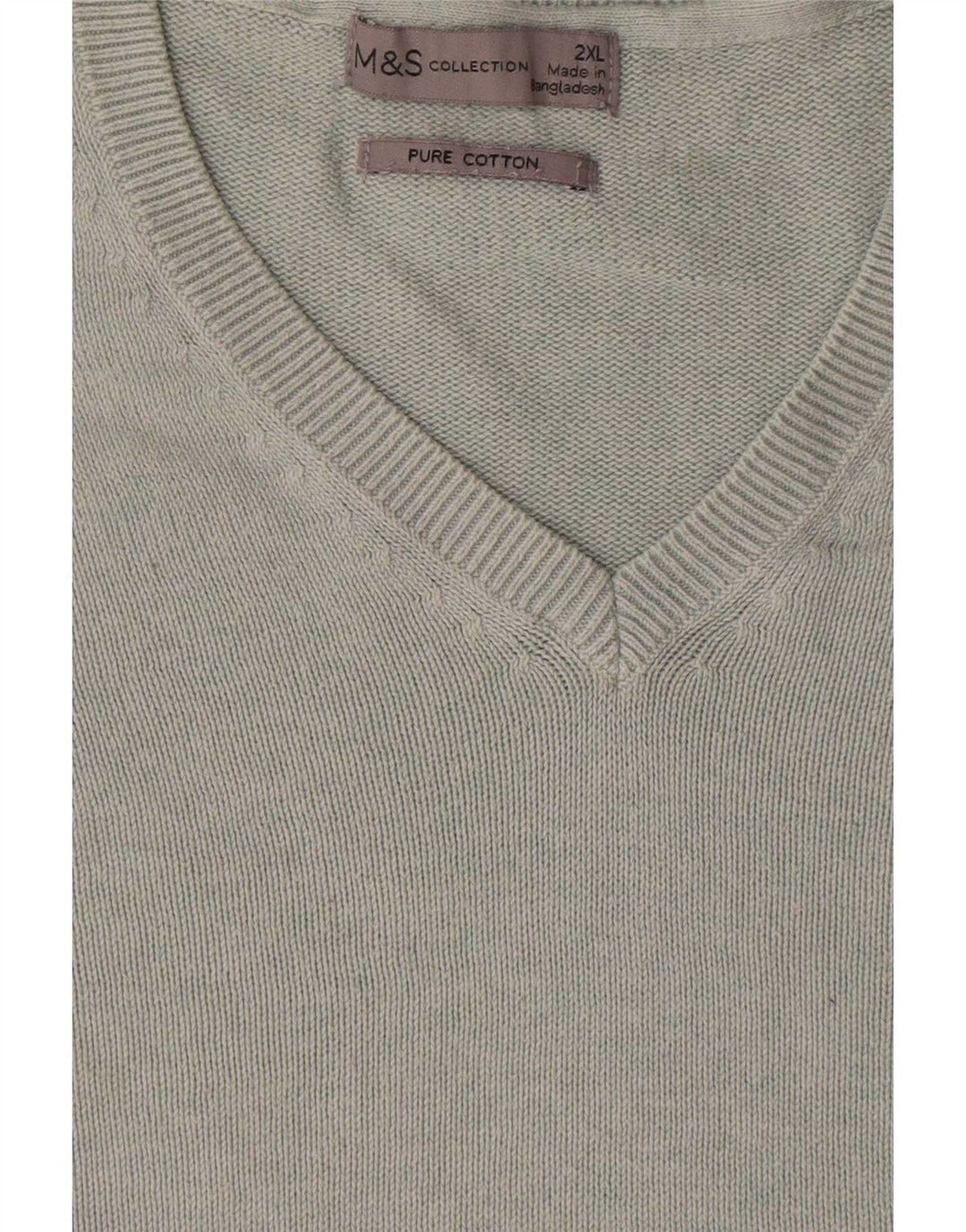 Marks & Spencer Pull col V pour homme 2XL Gris Coton