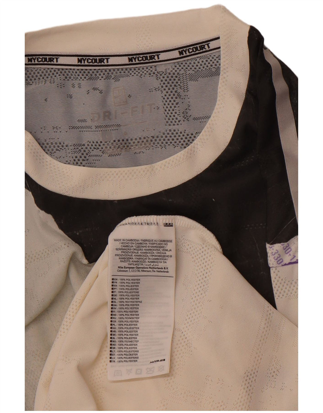 NIKE T-shirt graphique Dri Fit pour hommes, grand, blanc, color block, en polyester