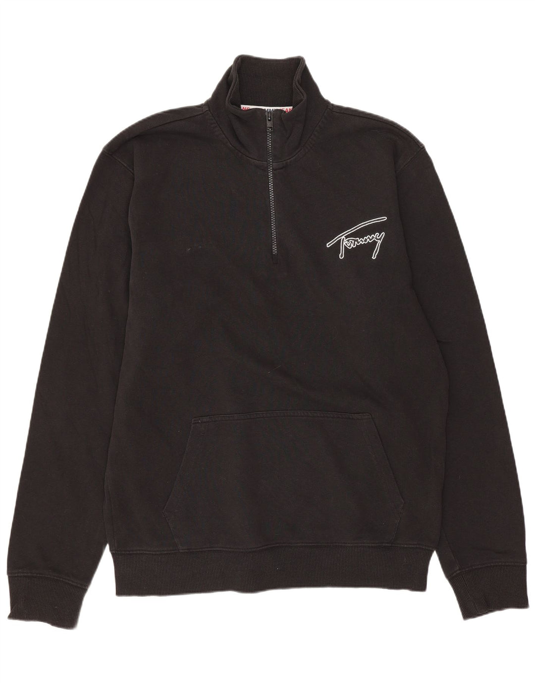 TOMMY HILFIGER Sweat-Shirt Col Zippé Homme Noir Moyen Coton