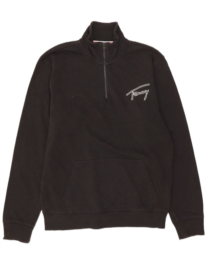 TOMMY HILFIGER Sweat-Shirt Col Zippé Homme Noir Moyen Coton