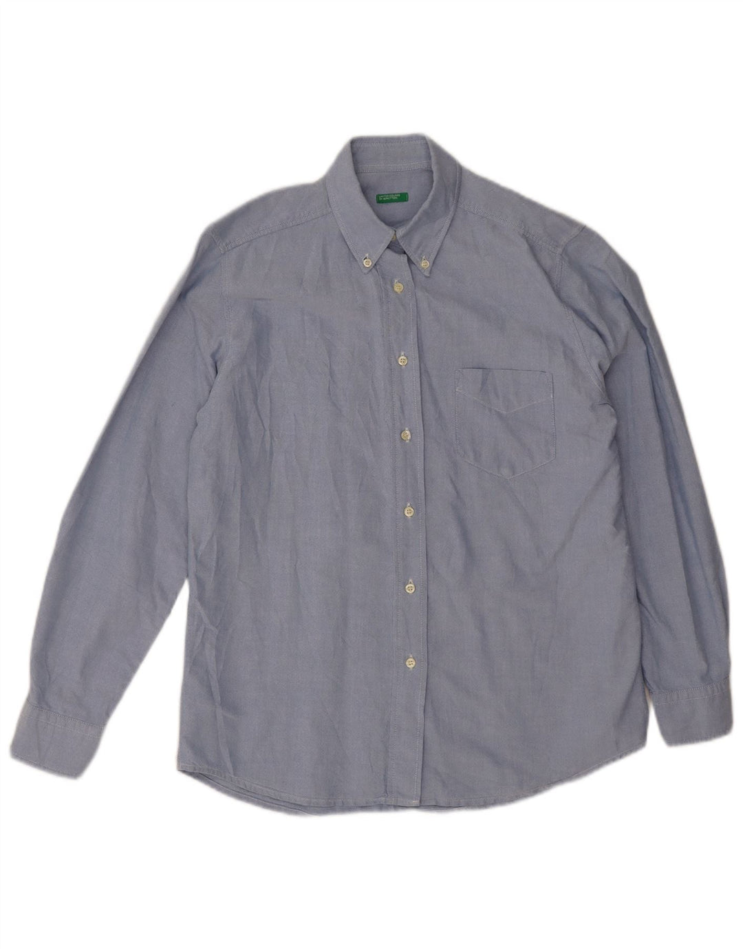 Benetton Chemise Femme UK 18 XL Bleu Coton