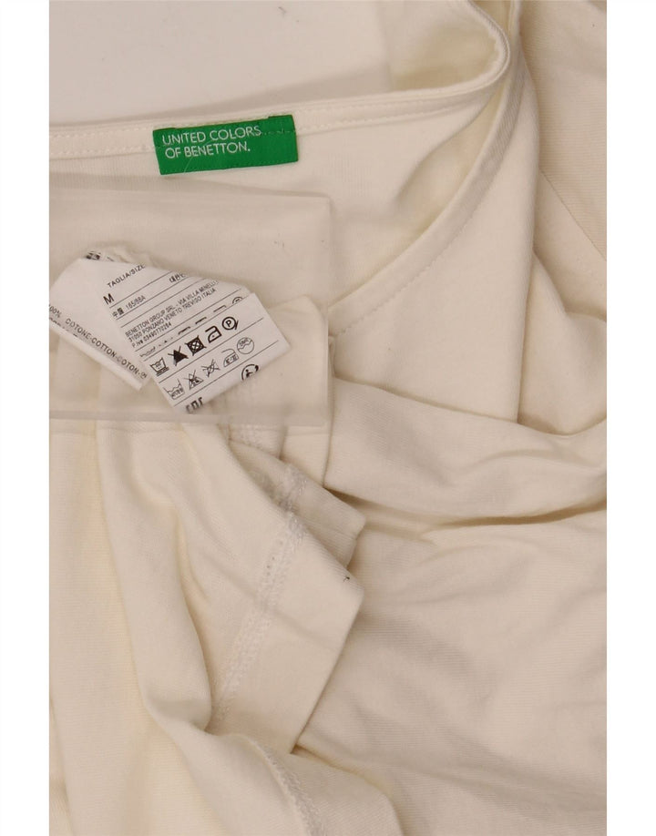 BENETTON Chemisier à manches longues pour femme UK 14 en coton blanc moyen