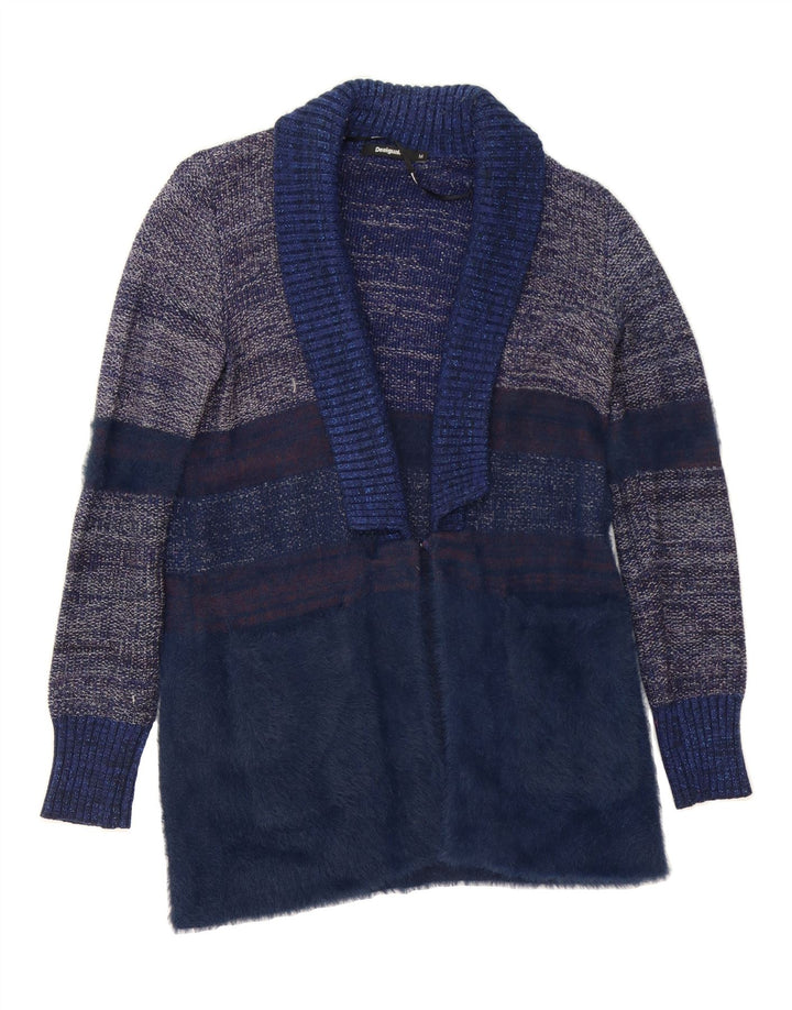 DESIGUAL Womens Cardigan Sweater UK 14 Medium Navy Blue Colourblock Vintage Desigual and Second-Hand Desigual from Messina Hembry 