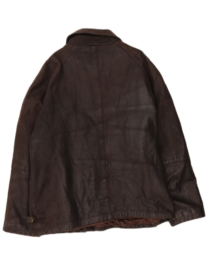 VINTAGE Veste en cuir homme UK 42 XL Marron