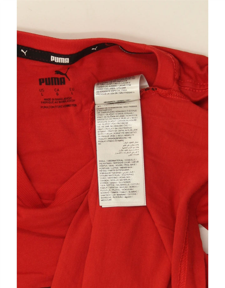Puma Homme Graphic T-Shirt Top Large Rouge Coton