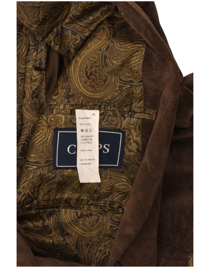 Chaps Veste blazer en velours côtelé à 2 boutons pour homme UK 46 3XL Marron Coton