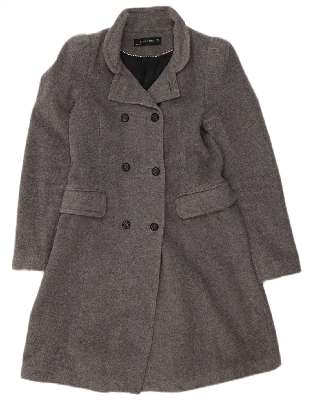 Zara Manteau croisé pour femme UK 12 Laine gris moyen