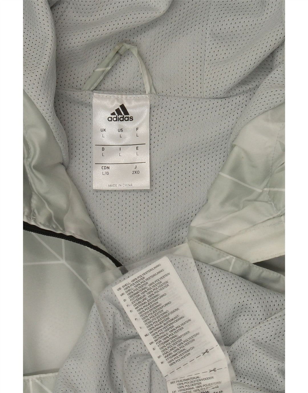 Adidas Veste de pluie à capuche pour homme UK 40 Large Gris Géométrique Polyester