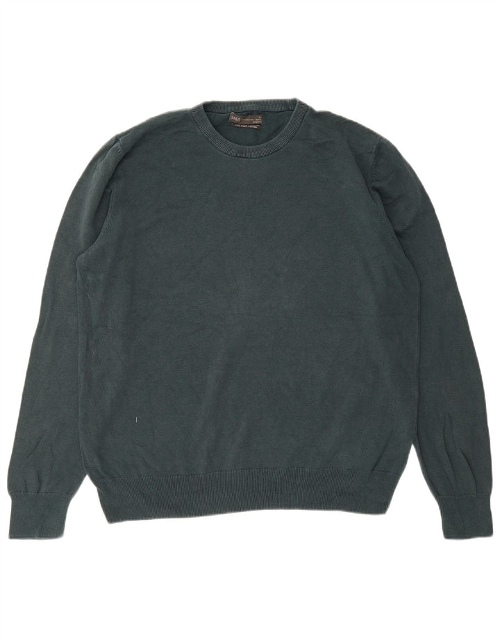 MARKS & SPENCER Pull col rond homme XL coton vert