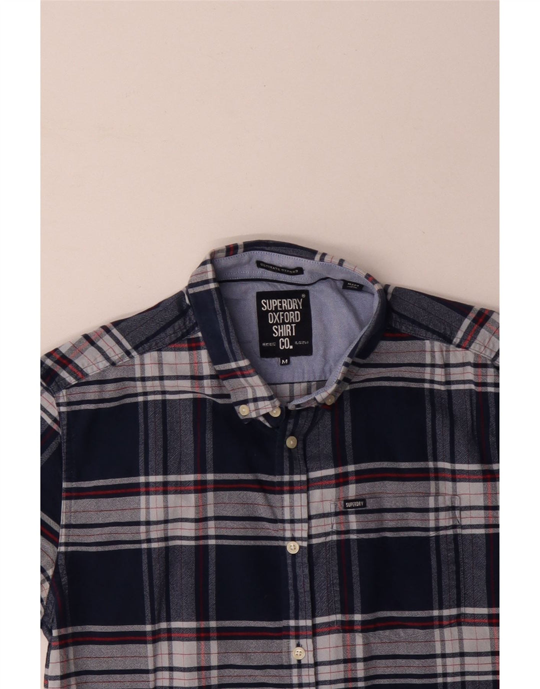 SUPERDRY Chemise à Manches Courtes Homme Bleu Marine Moyen Carreaux Coton