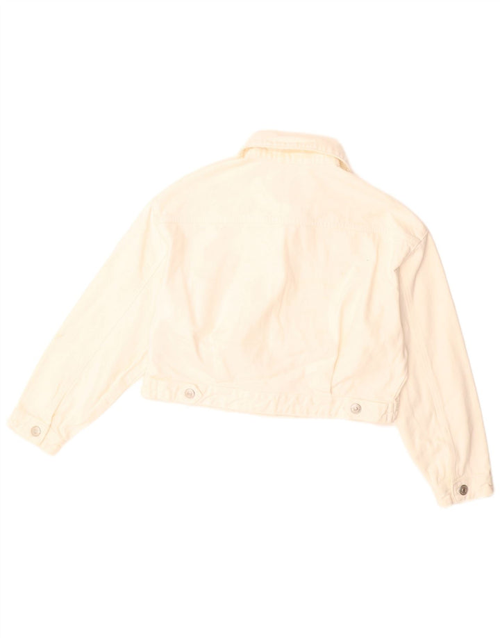 ZARA Veste en jean surdimensionnée pour femme UK 10 Petit coton blanc