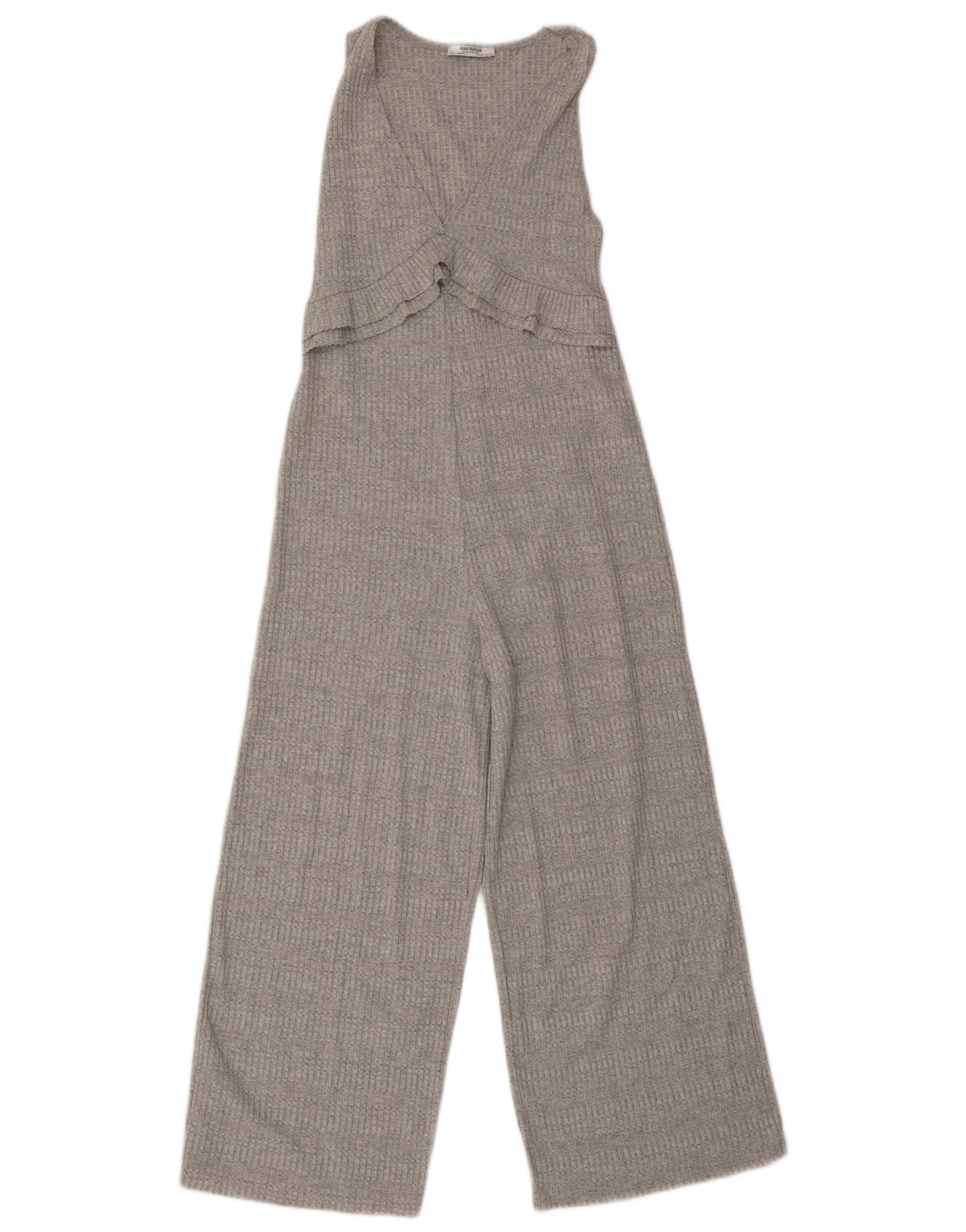 Zara Combinaison en tricot sans manches pour femme UK 8 Petit polyester rayé gris