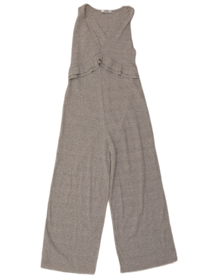 Zara Combinaison en tricot sans manches pour femme UK 8 Petit polyester rayé gris