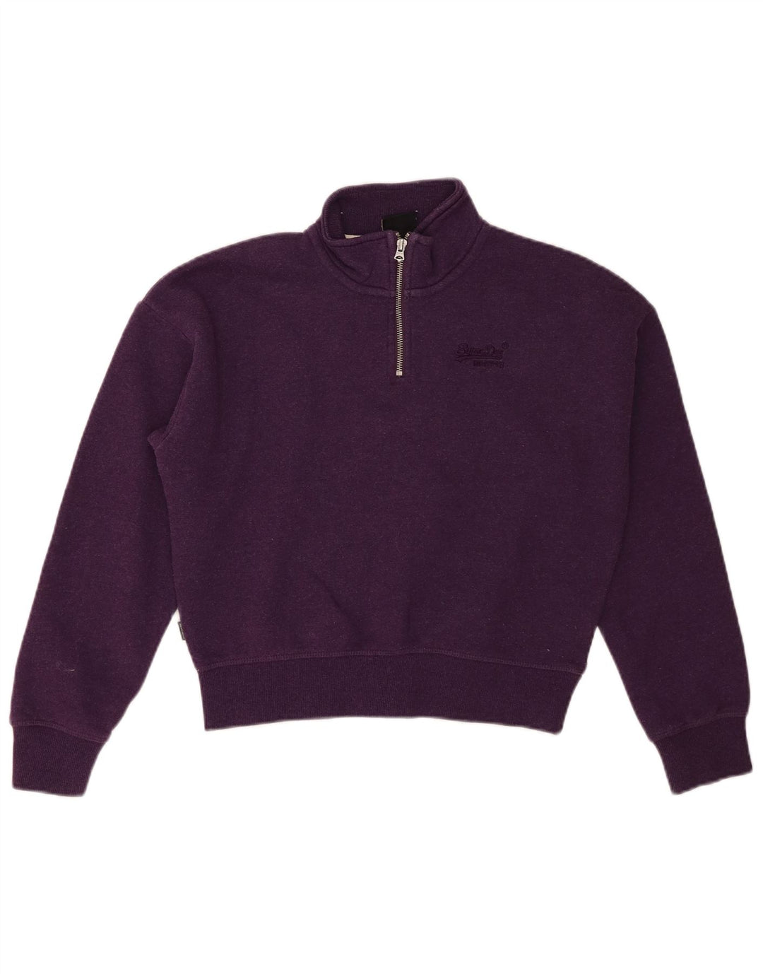 SUPERDRY Womens Oversized Zip Neck Sweatshirt Jumper UK 8 Small  Purple