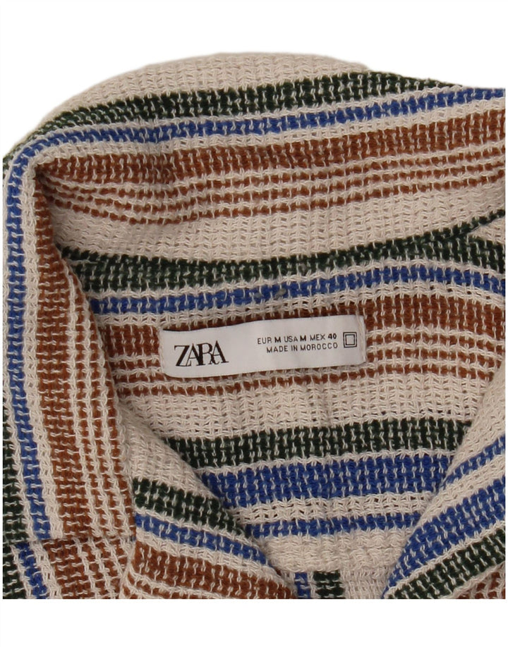 Zara Chemise à manches courtes pour homme à rayures multicolores moyennes