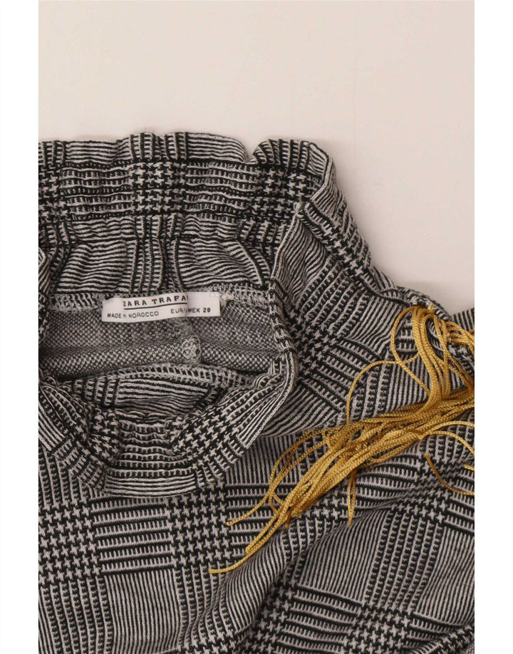 Zara Chemisier à manches longues pour femme UK 12 Gris moyen à carreaux classique