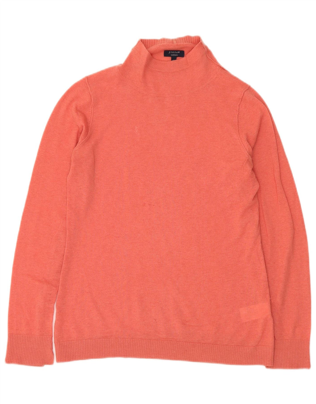 JIGSAW Pull col roulé pour femme en cachemire rose moyen UK 12