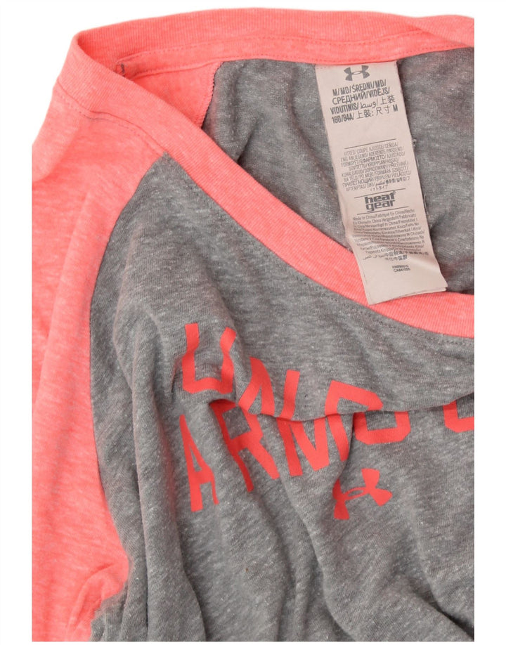 UNDER ARMOUR Haut graphique Heat Gear à manches 3/4 pour femme Gris moyen UK 12