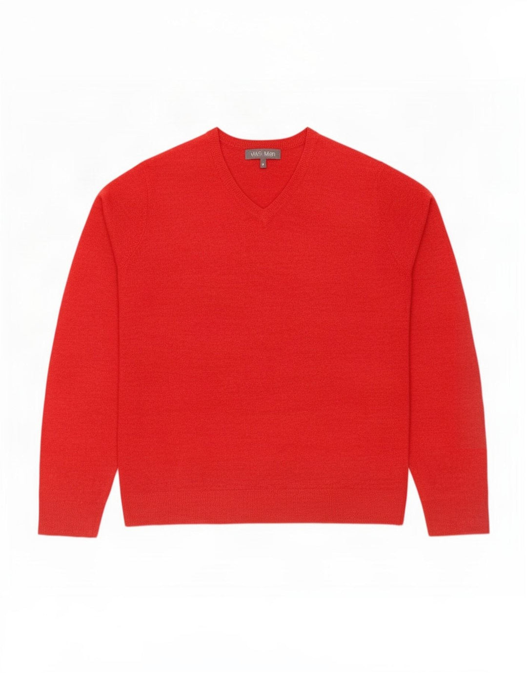 Marks & Spencer Pull Col V Homme Rouge Moyen Acrylique