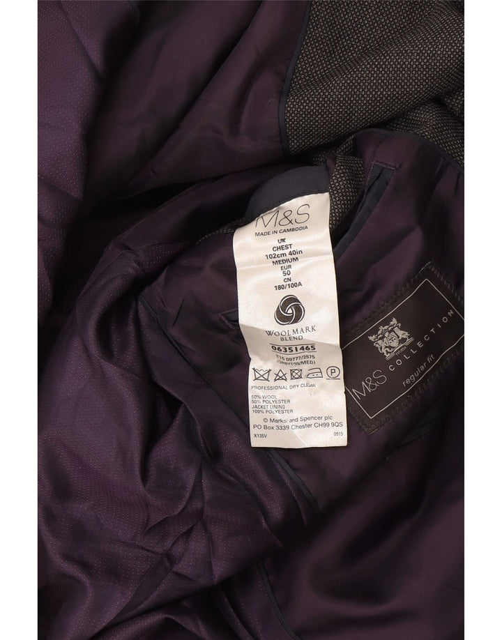 Marks & Spencer Veste blazer coupe régulière à 2 boutons pour homme UK 38 Gris moyen