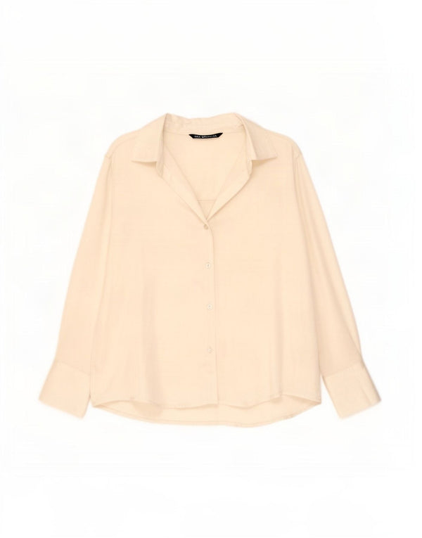 Zara Chemise Femme UK 16 Large Blanc Cassé