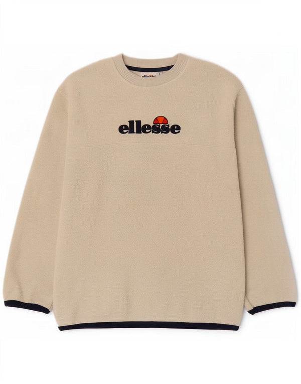 Ellesse Mens Graphic Fleece Jumper Small Beige Polyester