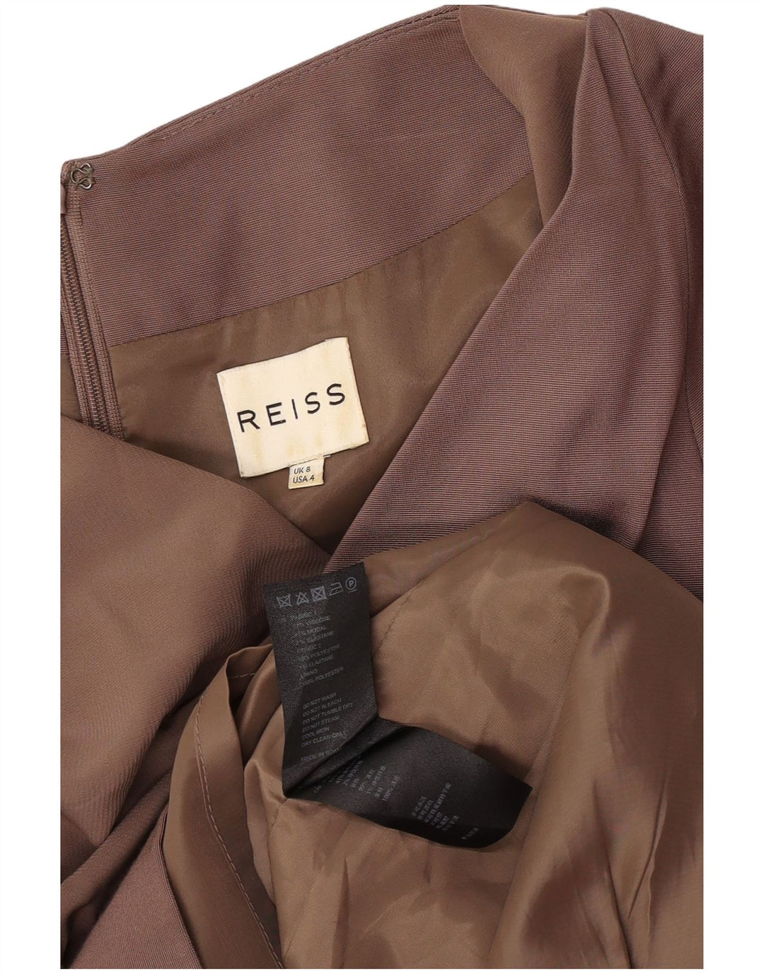 Reiss Robe fourreau pour femme UK 8 Small Marron Viscose