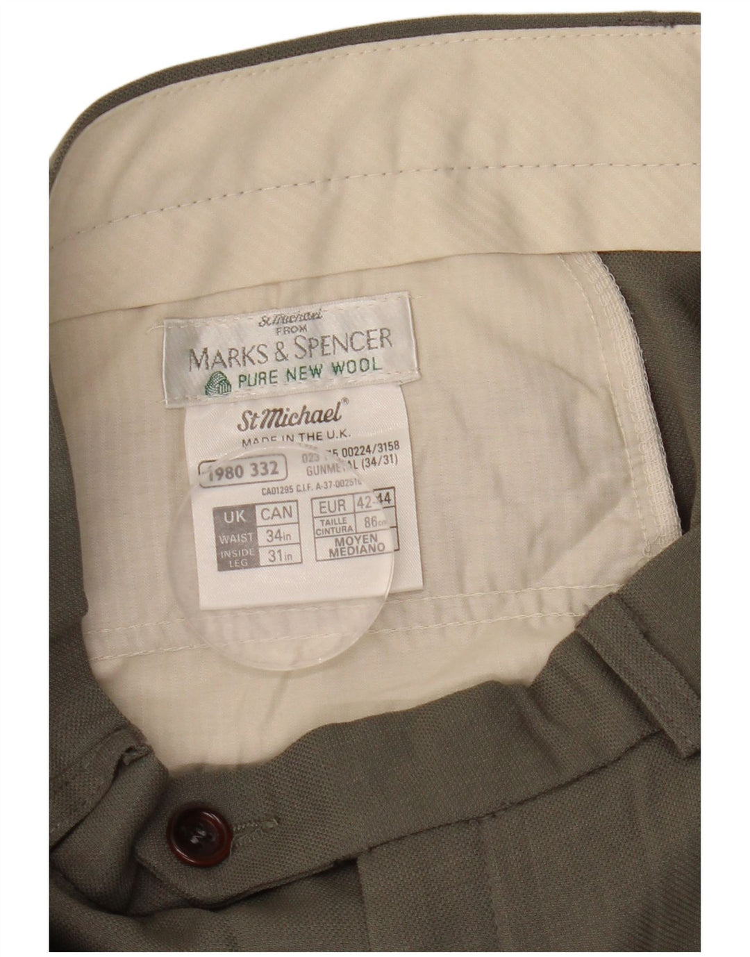 Marks & Spencer Pantalon de costume pour homme W34 L31 Gris laine