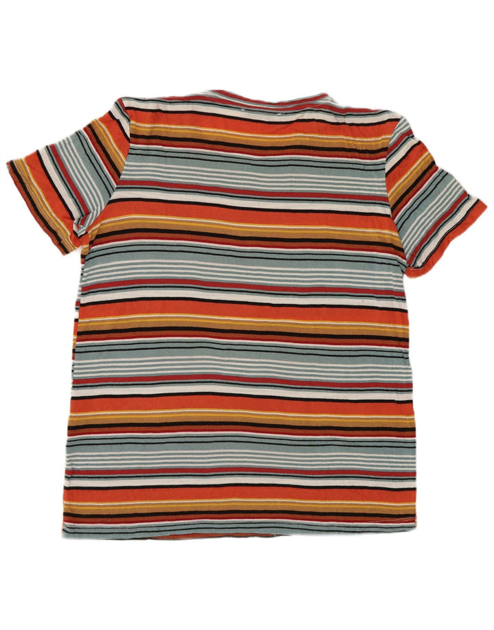 Zara Femme T-Shirt Top UK 12 Medium Multicolore Rayé Viscose