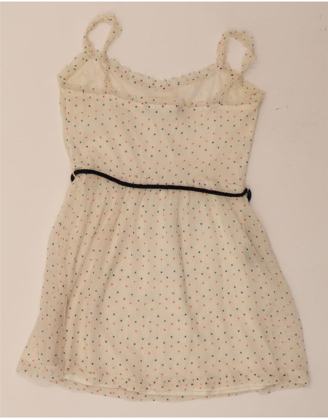 ZARA Robe d'été courte pour femme UK 12 Beige moyen à pois