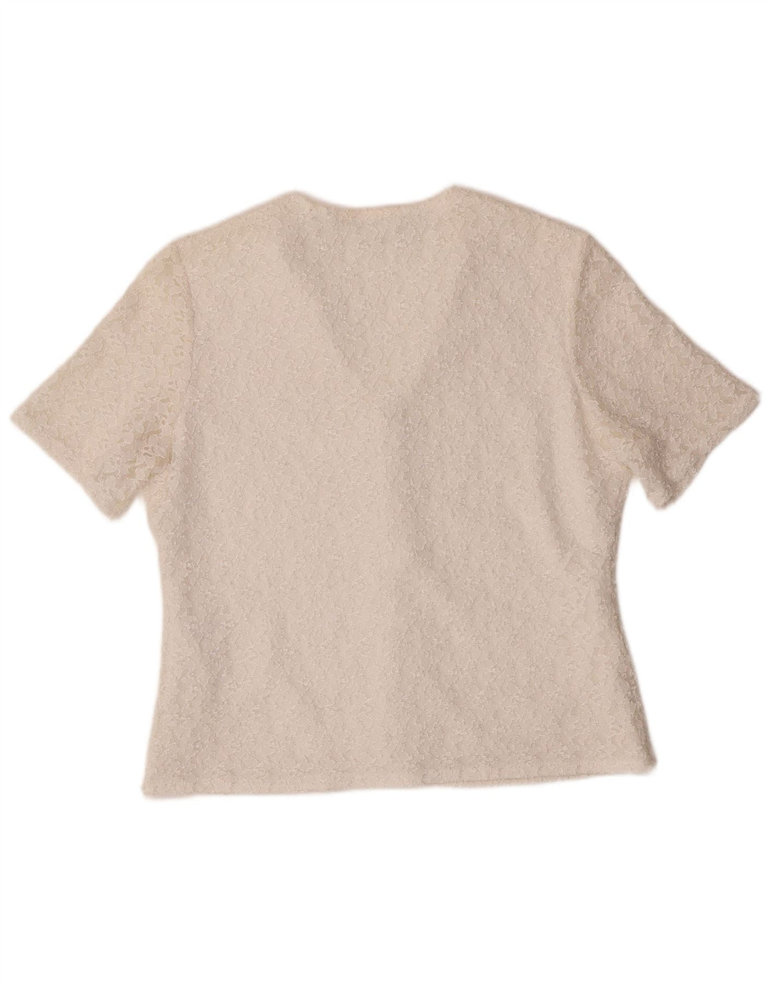 vintage Femme Chemise À Manches Courtes Blouse IT 42 Moyen Off White Polyamide
