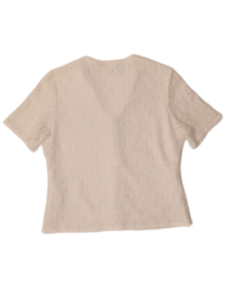 vintage Femme Chemise À Manches Courtes Blouse IT 42 Moyen Off White Polyamide