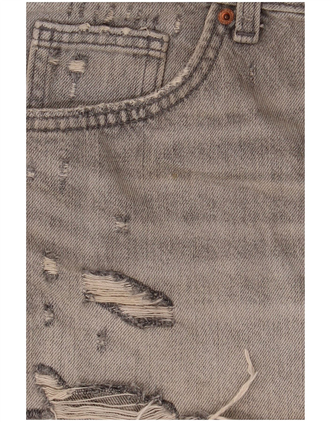Zara Womens Denim Distressed Hot Pants EU 40 Medium W30 Gris Coton